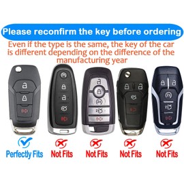 Tukellen for Ford Key Fob Cover Soft TPU Full Protection Key Shell Key Case Compatible with Ford F150 F250 F350 F450 F550 Explorer Ranger Escape Key Shell (Silver)