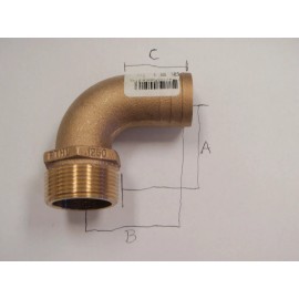 Groco PIPE HOSE ADAPTER BARB CAST BRONZE FITTING PTHC2500 2-1/2" HOSE 2-1/2" NPT 90