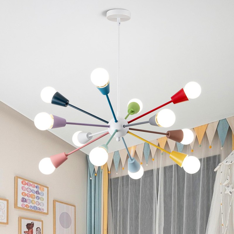 Aleslsop Colorful Chandelier,12-Light Sputnik Ceiling Light Fixture, Sputnik Chandelier with