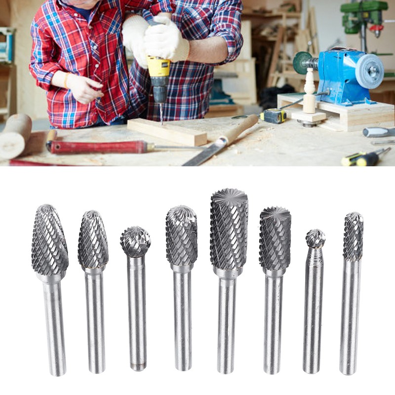 8PCS Set Stone Carving Set Tungsten Steel Rotary Polishing Rotary
