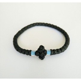 Handmade Christian Orthodox Greek Chotki Komboskoini Prayer Rope Waxed Thick Black