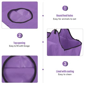 Ezweiji Horses Slow Feed Hay Bags Multipurpose 600D Oxford Cloth Waterproof Coating Large Capacity Portable Hay Bag (Purple)