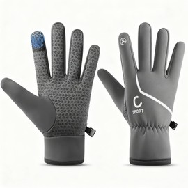 Guantes de Invierno, Guantes para Frío Impermeables y Térmicos con Forro Grueso, Antideslizantes y Ajustables para Hombres y Mujeres, Guantes para Motociclista, Manejar, Ciclismo, Correr y Esquí(Gris)