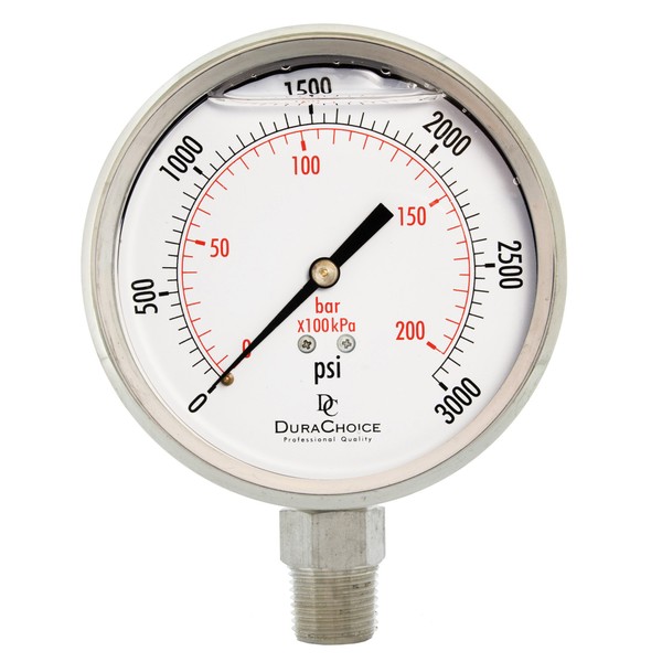 DuraChoice 4" All Stainless Steel Oil Filled Pressure Gauge -
