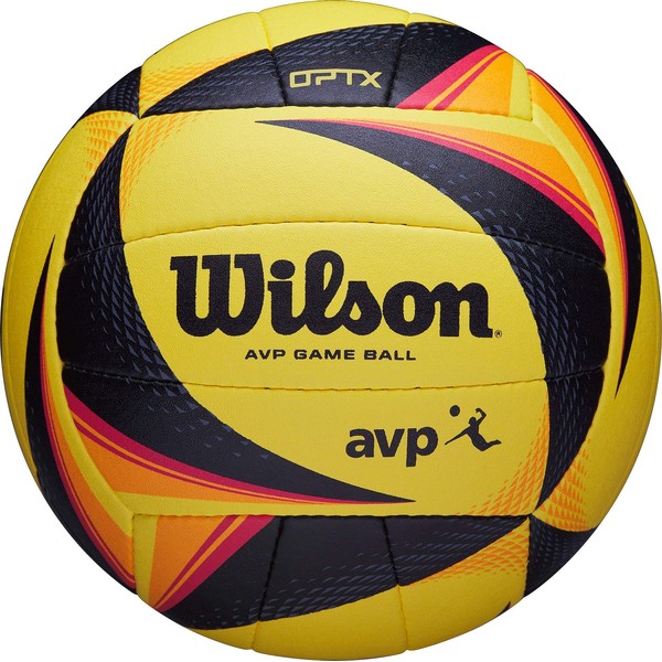 Wilson OPTX AVP Game Ball Unisex Adult Volleyball Ball, Yellow/Black/Orange, Official