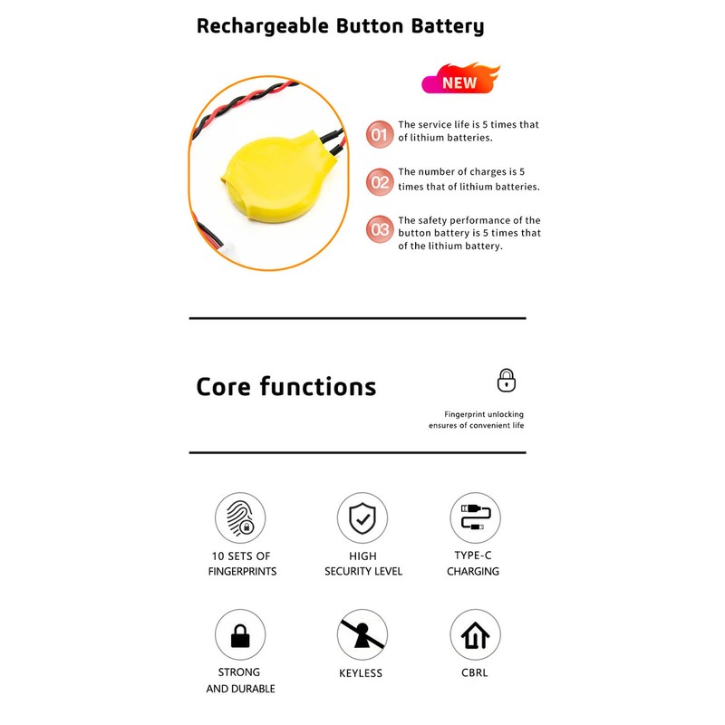 Fingerprint Padlock Water Resistant Anti Cut Keyless Mini Biometric Luggage