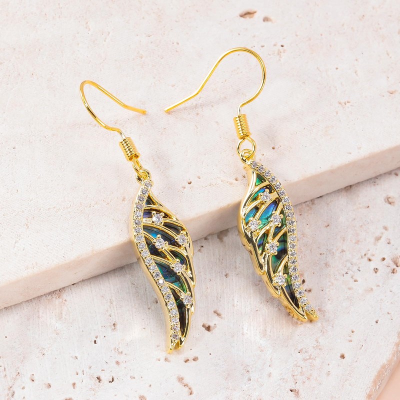 CiNily Angel Wings Earrings for Women Abalone Shell Drop Dangle