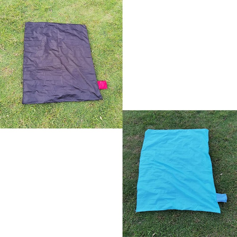 2PCS Mini Pocket Picnic Blanket Red + Blue Durable Lightweight
