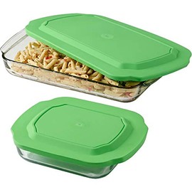 4 Piece Glass Baking Dish Set with Green Lids
