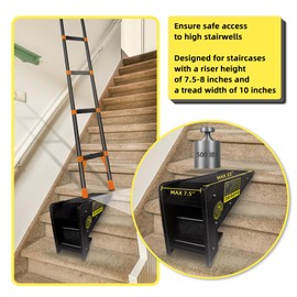 Ladder Leveler, Pitch Hopper, Ladder Stabilizer with Storage, Ladder Levelers for Stairs and Extension Ladders, Easy to Use, Conquer Uneven Ground (Black, Standard Durable Plastic)