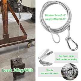Mad Owl Safety Rope Fixing Device, Stage Light Safety Cable,Transparent Rope Head Truss Accessories Clamp Hook, 0.12 inches Diameter, 78.7 inches Length, (Pack of 2 White)