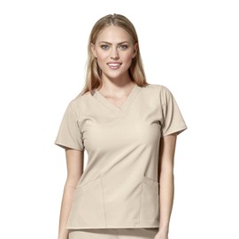 WonderWink Women's Basic V-Neck Scrub Top, Khaki, 5X
