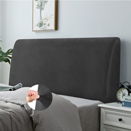 Caijin Bed Headboard Cover/Cover, Stretch Bed Headboard Protective Cover, Dustproof Protective Cover for Padded Bedroom Headboard, Velvet Fabric (180-200 cm, Black)