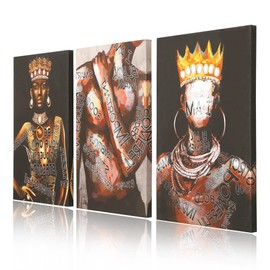 NeuType African American Wall Art, African Wall Art 3 Piece, Black Girl Canvas Wall Art for Living Room Bedroom Wall Decor Large Wall Decor Paintings for Wall Decorations Artwork for Walls (16"x24")