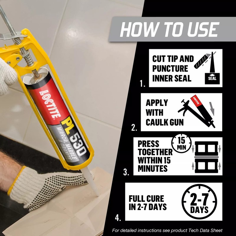 Loctite PL 530 Mirror, Marble and Granite Construction Adhesive, 10
