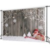 LYWYGG 10X8FT Christmas Backdrop Snow Floor Photo Backgrounds Wooden Wall