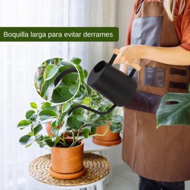 Ukipos Regadera para Plantas, Regadera de Metal de 35 onzas, Regadera de Acero Inoxidable para Plantas de Interior con Boquilla Curva Larga, Jardinería (Negro)