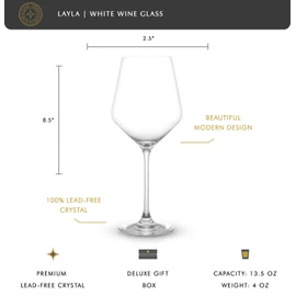 JoyJolt Layla White Wine Glasses, Set of 4 Italian Glasses, 13.5 oz Clear – Made in Europe
