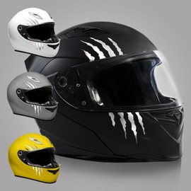 Finest Folia Kratzer Helm Aufkleber 2er Set 7,5x7,5cm Monster Sticker Kralle Deko für Motorrad Helm Auto Motorradhelm Kratzspuren selbstklebend wasserfest K173 (Chrom Silber)