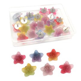 DeryArcle 30Pcs Decorative Push Pins, Star Shaped Thumb Tacks for Wall Hanging, Gradient Color Thumbtacks for Cork Board, Bulletin Board, Home Office Decorations