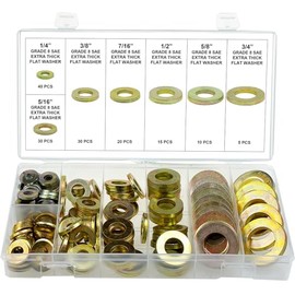 Swordfish 32850 - SAE Pattern Grade 8 Hardened Extra Thick Flat Washer Assortment, Pack of 150 Pieces