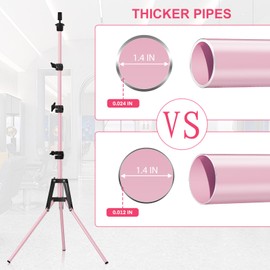 Pet Baby Mannequin Head Stand, Adjustable Wig Stand, Reinforced Metal Mannequin Head Stand for Cosmetology Hairdressing Training, Pink