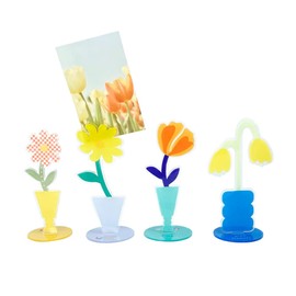 Desk Meno Holder Stand Set of 4, Cute Flower Table Photo Display Clip Stand for Home Office Picture Memo Cards Paper Note Postcards Display