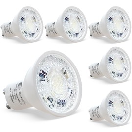 evelor GU10 LED Light Bulb,40 Watt Equivalent Daylight White 5000K,Non-Dimmable,Efficient 6W,600 Lumens 2 Prong Track Light Bulbs,20000 Hours,Ideal for Kitchen,Range Hood,Living Room, 6-Packs