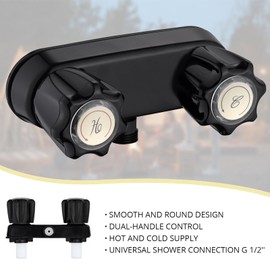 RV Shower Faucet, RV Camper Shower Faucet Replacement, 4” Shower Valve Diverter Assembly Kit, Bathroom Shower Mixing Valve Control for RV Camper Van Travel Trailer Motorhome, Black