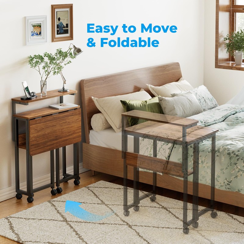 GreenForest Folding Desk with Adjustable Monitor Stand, 24.8 in Small