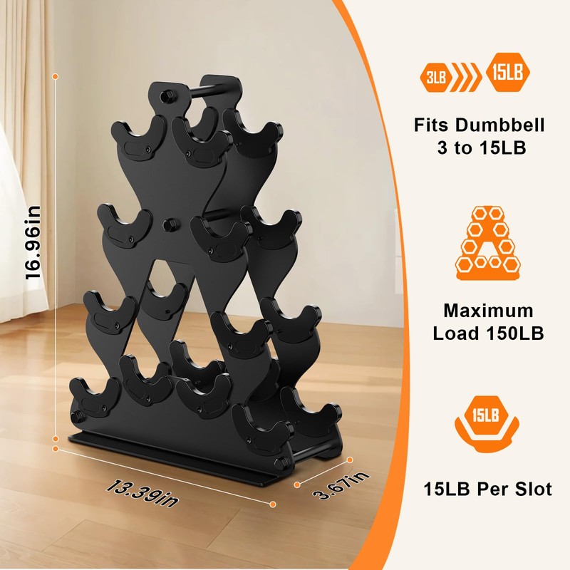 4-Tier Dumbbell Rack Stand Only | Space-Saving Weight Rack for
