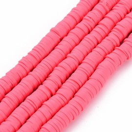 Handmade Polymer Clay Heishi Beads 6mm x 1mm – Cerise