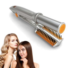 Curling Iron Wand for Hair Curling and Straighting, 2 in1 Hair Curler Straighter Rotating Iron, Dry and Wet Styling Tool, Travel for Girls Women