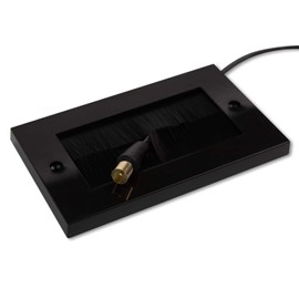 G-PLUG Cable Pass Through Wall Plate Faceplate with Brush – Black Double Gang Cover for HDMI, TV, Ethernet, Speaker Wires – Easy to Install, Clean Cable Management Solution