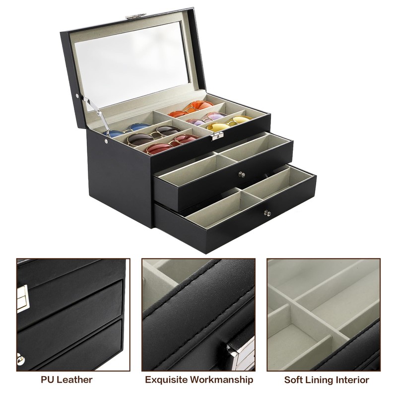 Nicunom 18 Slots Sunglasses Organizer Collector Eyeglasses Sunglass Glasses Storage