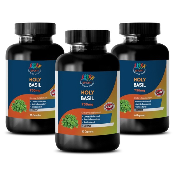 Holy Basil Extract. Naturaly stress relief, antioxidant (3 Bottles, 180 Capsuls)