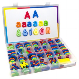 MOFEELE Juego de Letras Magnéticas en Español, 224 Pieza Abecedario Didactico para Niños, Imanes para Refrigerador de Letras con Tablero Magnético y 2 Plumones para Educativos Niños de 3-8 Años