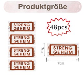 Xinfin 48pcs "Streng Geheim" Sticker for Party Bags Gift Bags Party Bags Birthday Bags Detective Party Children's Birthday Party (Streng Geheim)