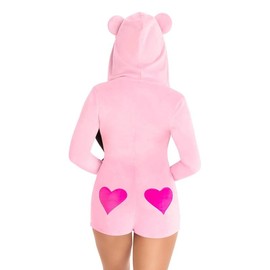 Sweetheart Bear Velvet Romper Onesie - Size: X-Small, Color: Pink