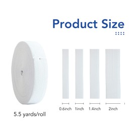 DHAIQC 4 Rolls Elastic for Sewing, White Elastic Band Knit Elastic Spool High Elasticity 0.4/0.6/1/1.5 Inch in Width, 5.5 Yards/Roll for Waistband Pants Dress Swimwear Belt or Crafts DIY (White-4 Rolls)