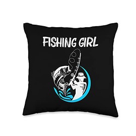 Cool Fishing Art For Girls Kids Fishermen Fish Hook Baiting Throw Pillow