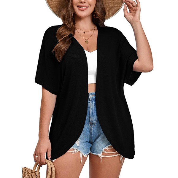 AusLook Plus Size Cardigan for Women Lightweight Open Front Short