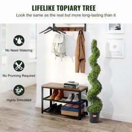VEVOR Artificial Boxwood Topiary Tree, 60 inch Tall (2 Pieces), Spiral Faux Topiary Trees, Faux Plant w/Extra Leaves & Pot & Small Decoration, UV Rated Greenery Set for Home Decor Indoor/Outdoor