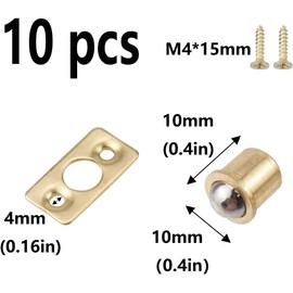 Semetall Closet Door Ball Catch Latch Ball Bearing Door Catch Adjustable Spring Ball Latches Brass Drive-in Ball Catch Closet for Pantry Door Latch (10 Pack,10mmx10mm/0.4"x0.4")