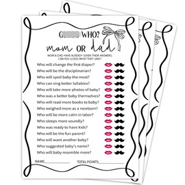 Who Mommy or Daddy Baby Shower Game, 5x7 Inch Funny Baby Shower Games Cards, 25 Gender Neutral Cards, Gender Reveal Party Favor & Supplies, Infant Party Decorations-B05