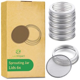 6 Pack Seed Sprouting Jar Lids | For 2.75" Regular Mouth Mason Jars | Fresh Sprouts at Home | Strainer Screen for Canning Jars | 304 Stainless Steel Lid for Growing Broccoli, Alfalfa, Beans & More