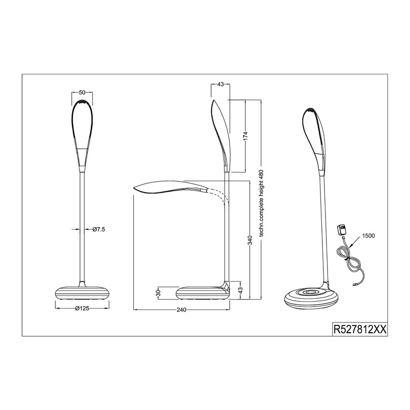 Reality Leuchten Krait R52781201 LED Desk Lamp Plastic White Base