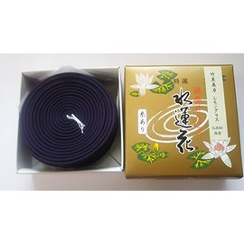 Awaji Baikaundo Spiral Incense with Thread, With Thread, Approximately 12 Hours, 14 Rolls, Hanging Thread Type, Bamboo Charcoal Refreshing Lemongrass Water Lotus Flower for Buddhist Altars, Uzumaki Incense, Hanging Thread, Up to 49 Days Up to 49 Days #84