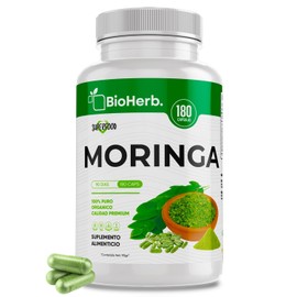 BioHerb. Moringa 100 Pura (180 Capsulas 500mg) - [Potente SuperFood]  Alta Concentracion de Vitamina C y Antioxidantes Absorcion Potenciada  Maxima...