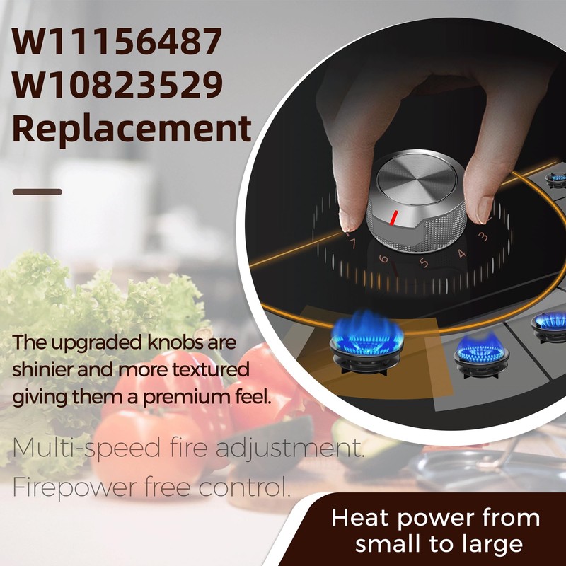 NISHCON W11156487 W10823529 Replacement for Kit.chen-Aid Whirlpool Stove knobs, Replaces